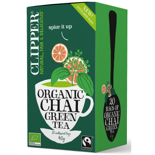 Herbata Zielona Chai z Cynamonem i Kardamonem Fair Trade BIO (20x2g) 4 | CLIPPER - Ekochatka