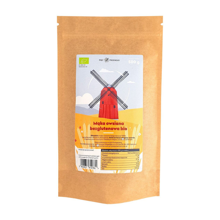 Mąka Owsiana Bezglutenowa BIO 500g | PIĘĆ PRZEMIAN - Ekochatka