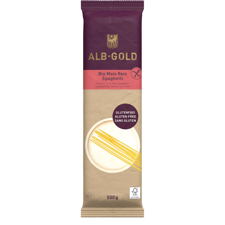 Makaron (Kukurydziano Ryżowy) Spaghetti Bezglutenowy BIO 500g | ALB-GOLD - Ekochatka